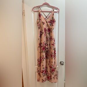 Franchesca’s High-Low Pink Floral Romper/Dress - Size XS
